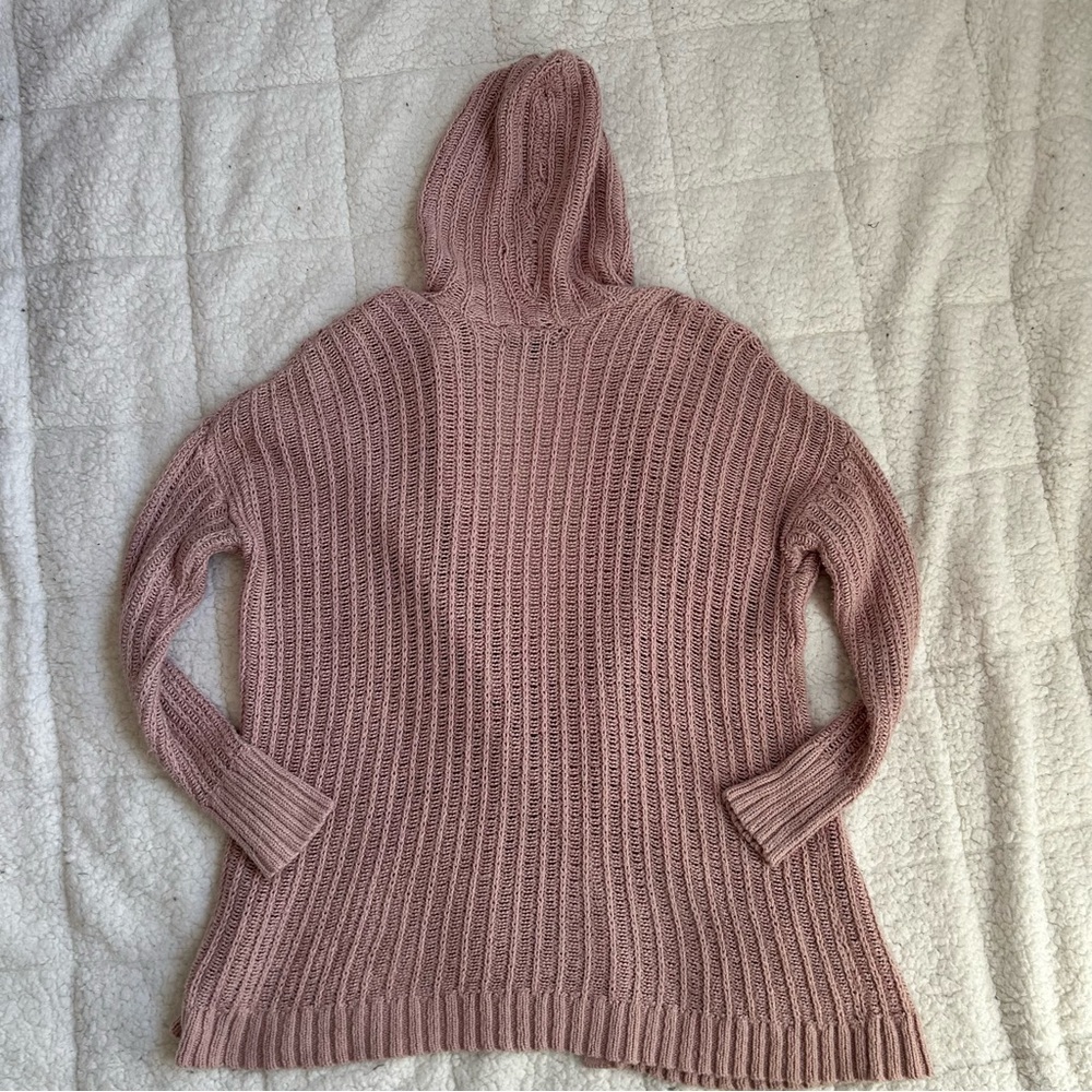 American Eagle Outfitters - Women's Pink Hooded Sweater Cardigan - Picture 6 of 9